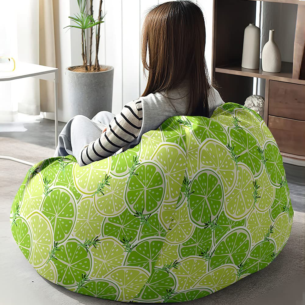 Fodera Per Pouf A Sacco Farfalla Verde, CopriPouf Morbido In Cotone E Lino 70x80 Cm, Perfetta Per Camera Da Letto E Sala Giochi, Lavabile In Lavatrice (Solo Rivestimento)