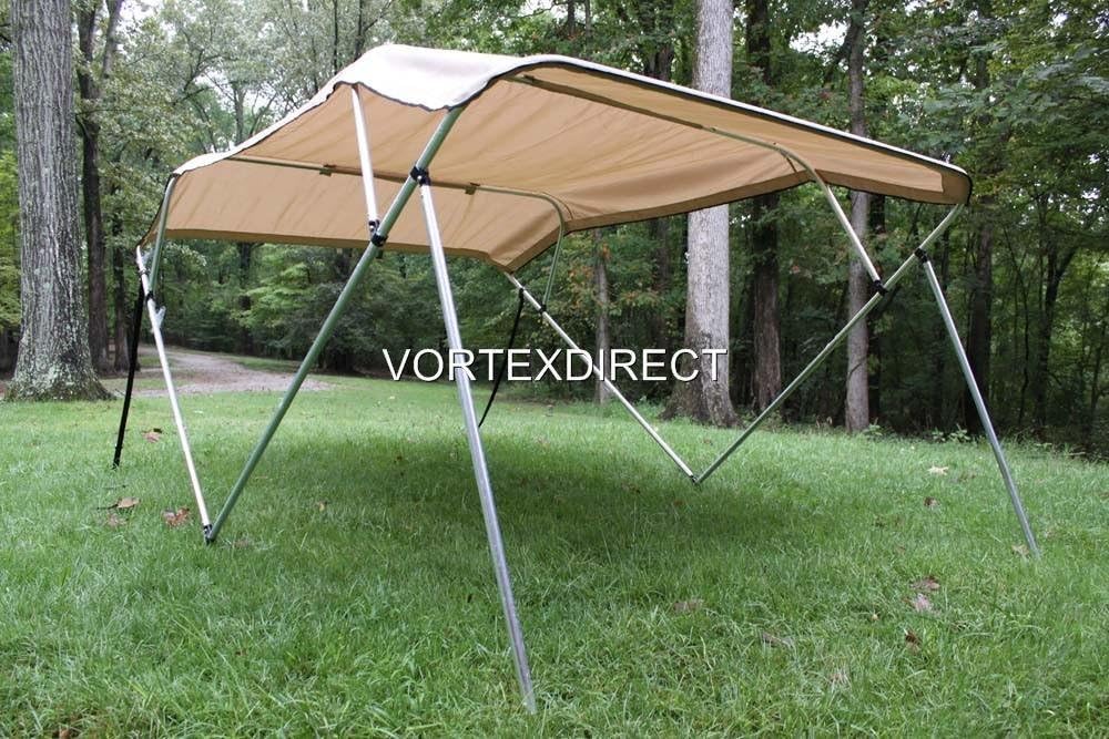 Vortex New Tan/Beige 4 Bow Bimini Top 10' Long, 79-84" Wide, 54" High, Complete Kit, Frame, Canopy, and Hardware by Vortex