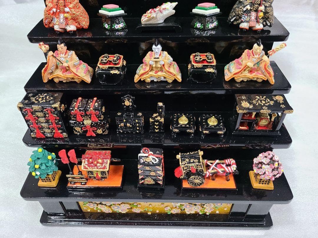 ほぼ新品】ミニチュア雛人形 7段飾り お雛様 ひな祭り 雛祭 ガラス