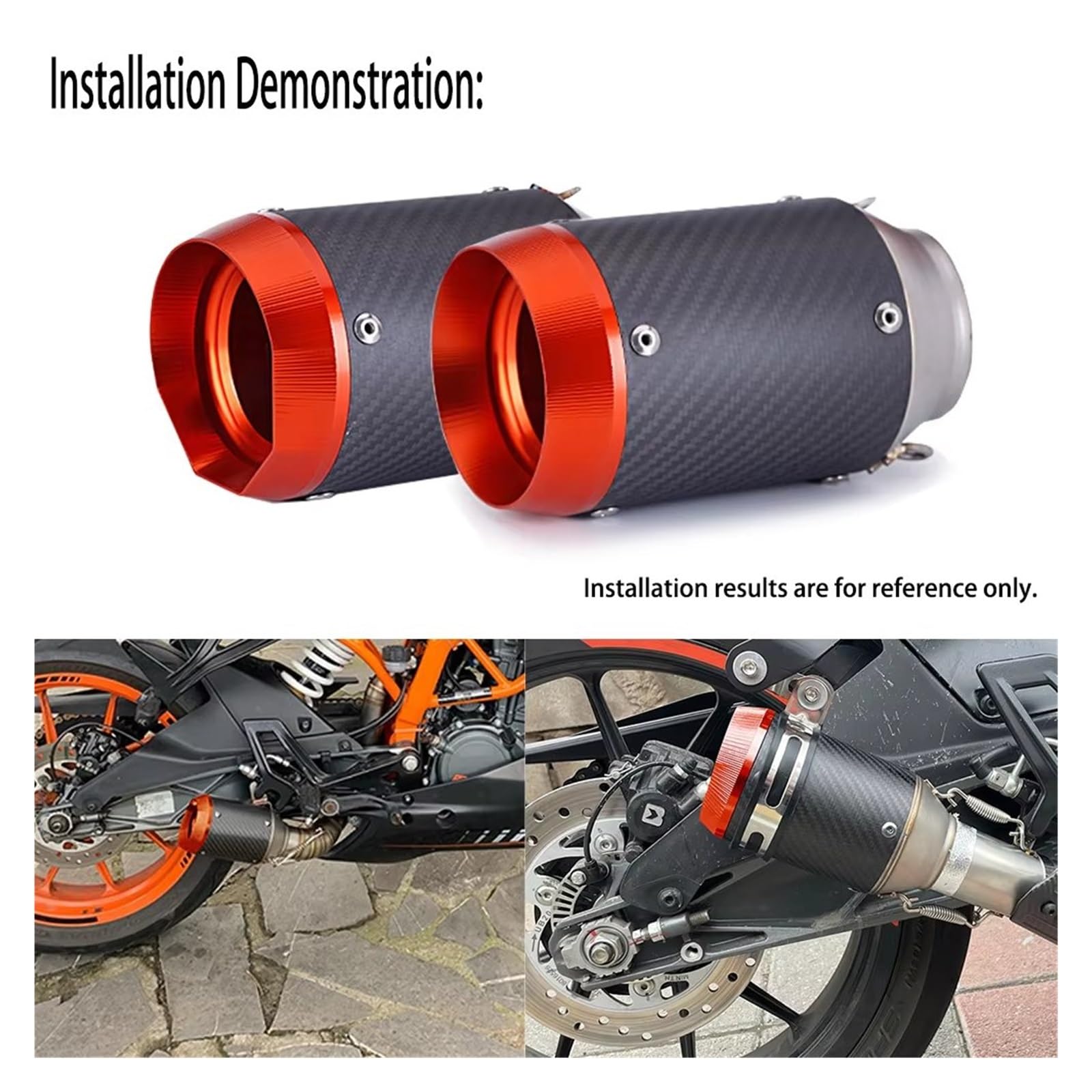 silencioso escape moto Para CB300R Para MT07 Para Z1000 Para Ninja400 | Tubo de escape de escape 51 mm/60 mm Universal A Silenciador escape de fibra de carbono de carreras(B2)