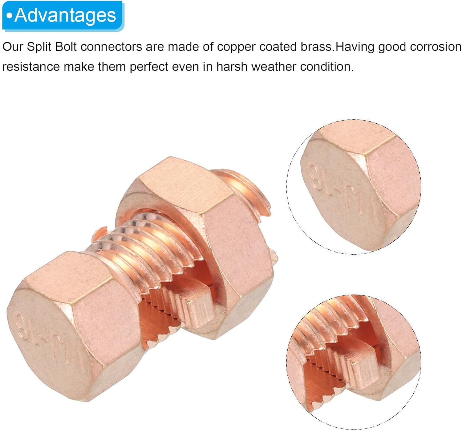 6PCS Split Bolt Connector Grounding Clamps TJ-16 for Completing Ground Bonding HOAICH640