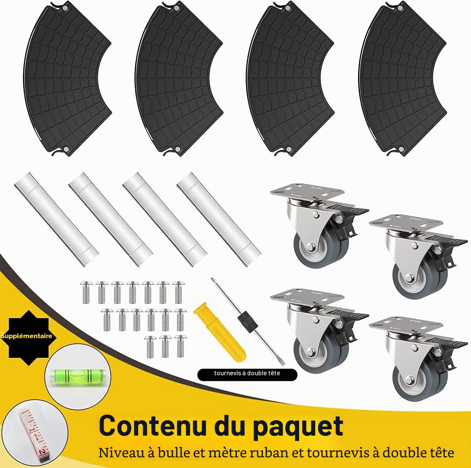WELDUN Chariot pour Plantes Ø 40-57 cm, Planche à roulettes capacité de Charge 200 kg, Soucoupe, Pot de Fleurs avec roulettes pivotantes verrouillables, pour extérieur, intérieur, 1 Paquet