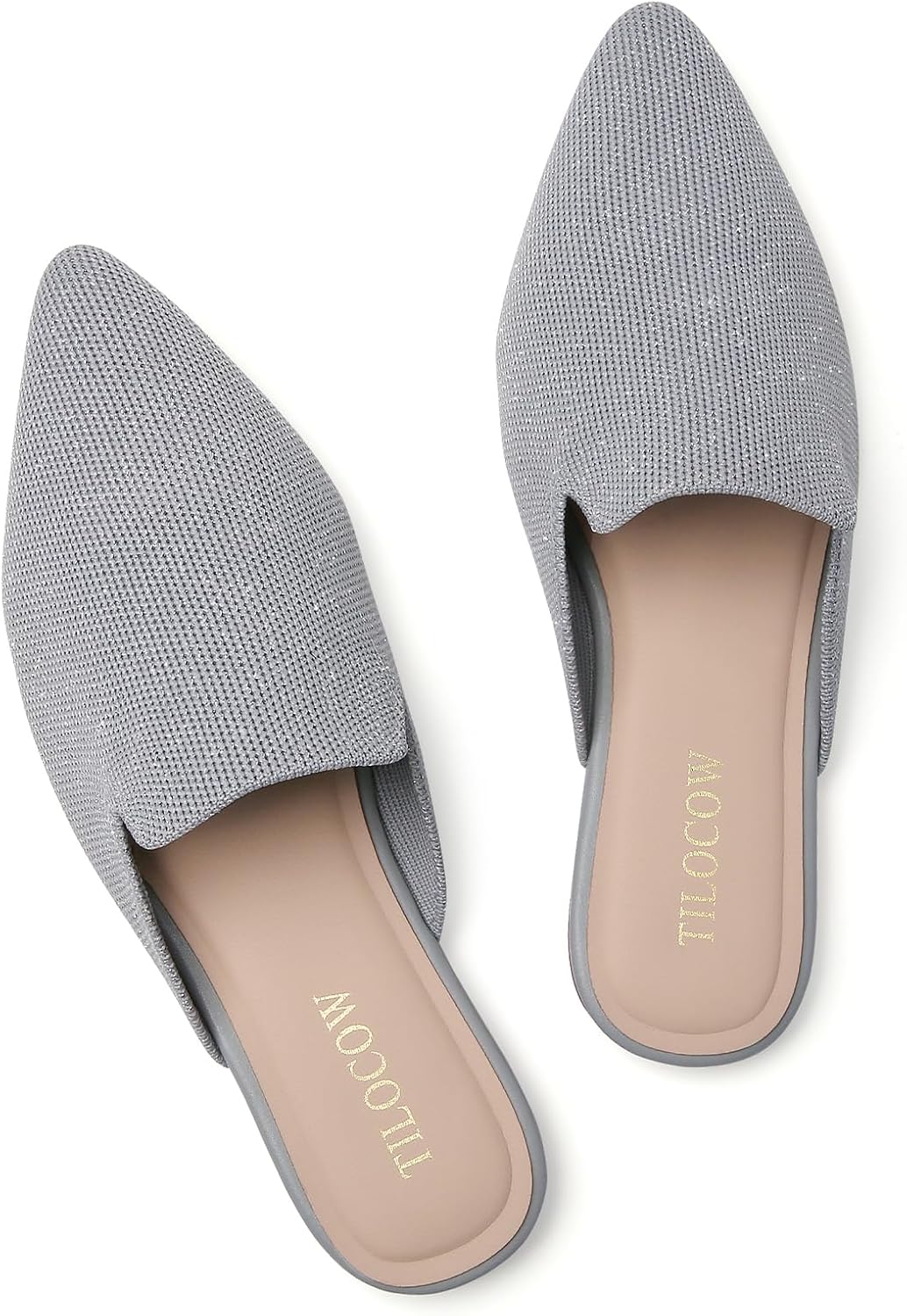 Tilocow Knit Mules Dressy Casual Flats for Women Comfortable Slip on Loafers Backless Work Business Daily Wear