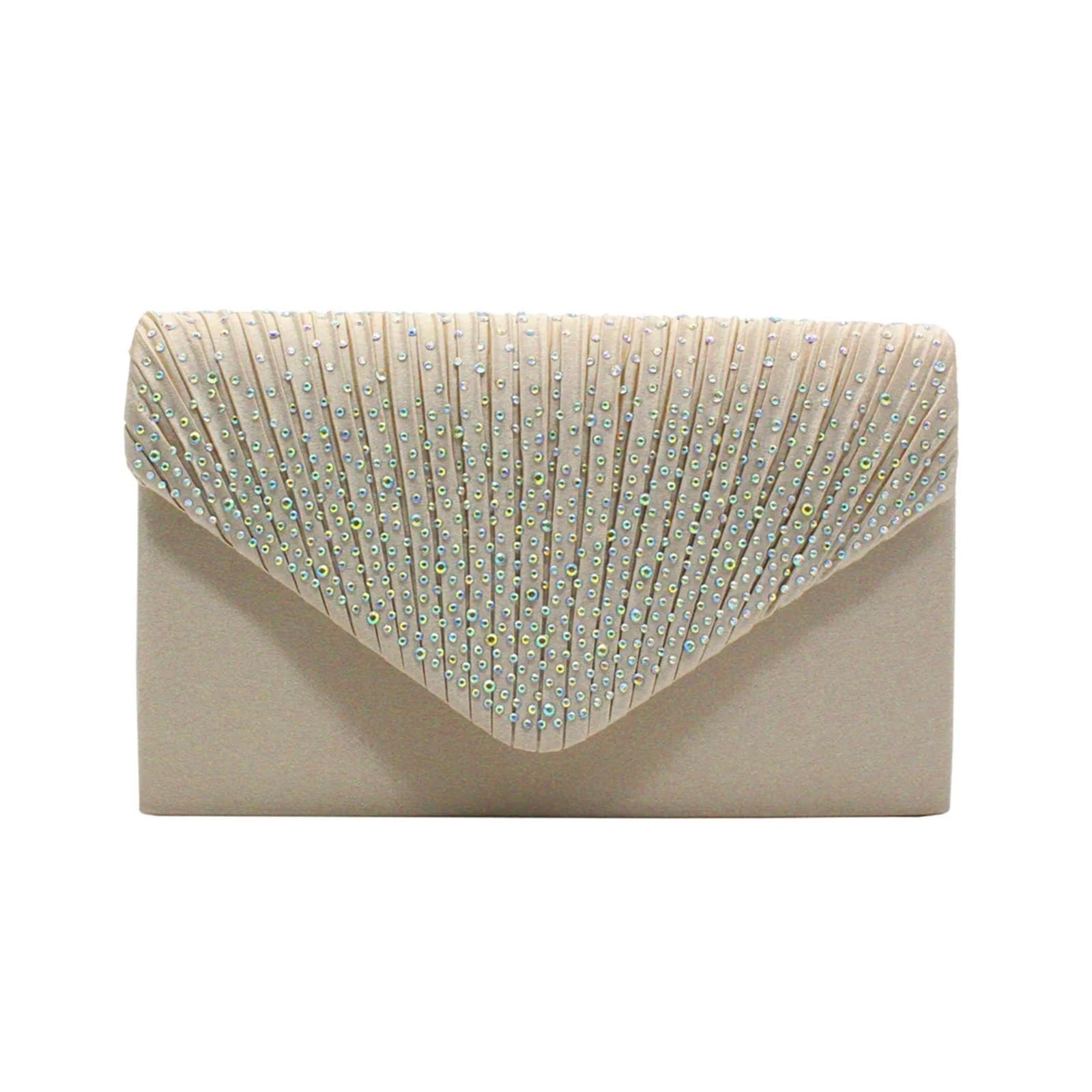 Pochette da sera Pochette eleganti da donna, in raso, con strass, catena sottile, for feste, banchetti, abiti, borse sera abbinate Per gli appuntamenti