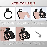 Vista 6 de BDSM, jaula de castidad masculina para juguetes sexuales con cinturón elástico y bloqueo invisible, 4 anillos, diseño ligero y cómodo para uso a