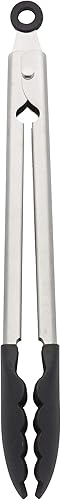 KitchenAid Pinzas de acero inoxidable con punta de silicona, 12 pulgadas, color negro