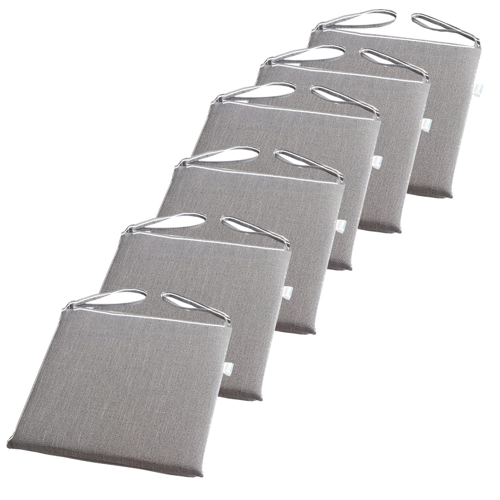 PIPOEI Linen Dining Chairs Cushions for Kitchen Chairs, Chair Pads for Dining Chairs Set of 2/4/6 with Ties, Durable Seat Cushion Decoration Cushions for Office Home B-6,40 x 40cm