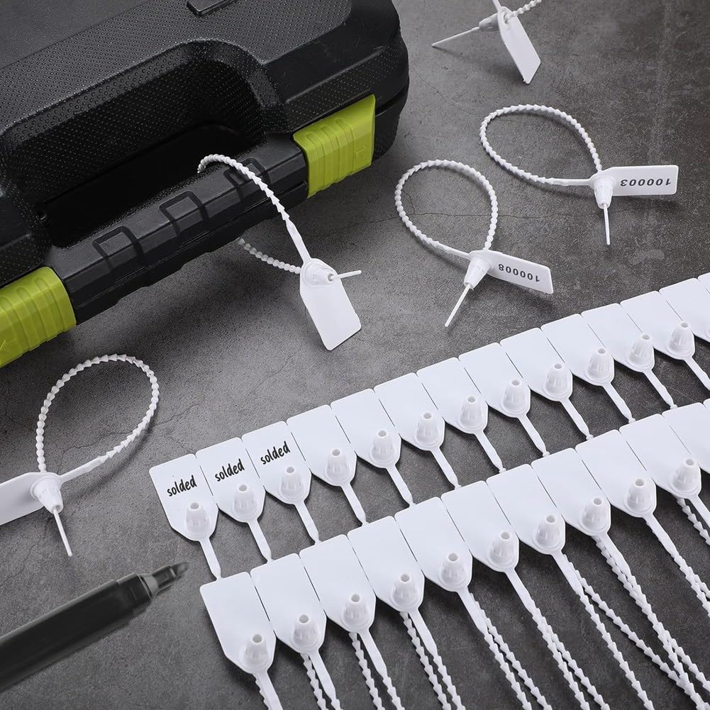 Zabezpieczony numer uszczelnienia Plastikowe plomby zabezpieczające przed otwarciem, numerowane opaski zaciskowe wielokolorowe 1000 szt.(White)