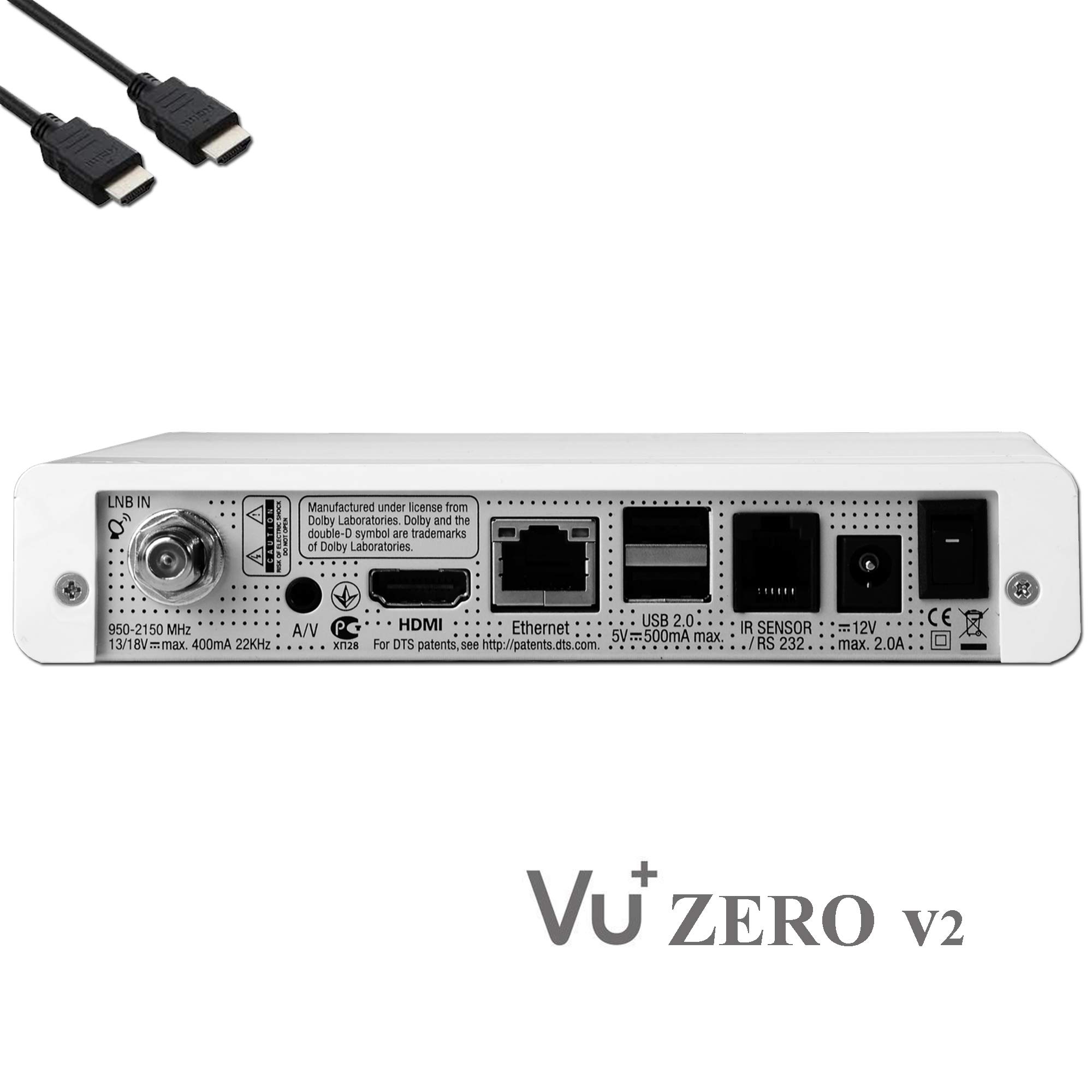 VU+ Zero HW Version 2-1x DVB-S2 Full-HD Sat Tuner E2 Linux Receiver, YouTube, Satellit Receiver mit Aufnahmefunktion, Kartenleser, Media Player, EasyMouse HDMI-Kabel & 300 Mbits WiFi Stick, weiß