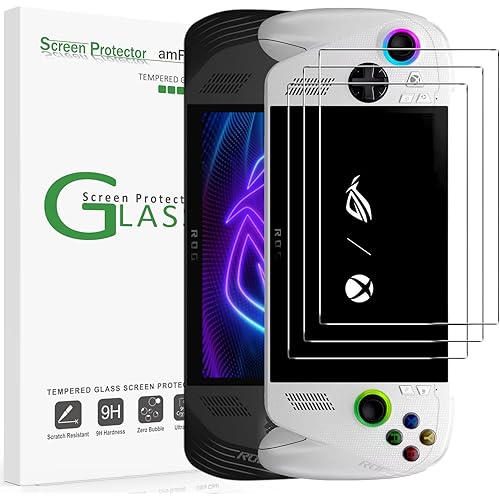 amFilm 3 Pack Screen Protector for ASUS ROG Xbox Ally X/ROG Xbox Ally 2025 / ROG Ally X 2024 / ROG Ally 2023 7'' | 9H+ Tempered Glass | Military-Grade Drop Protection | Easy Installation | HD Clear
