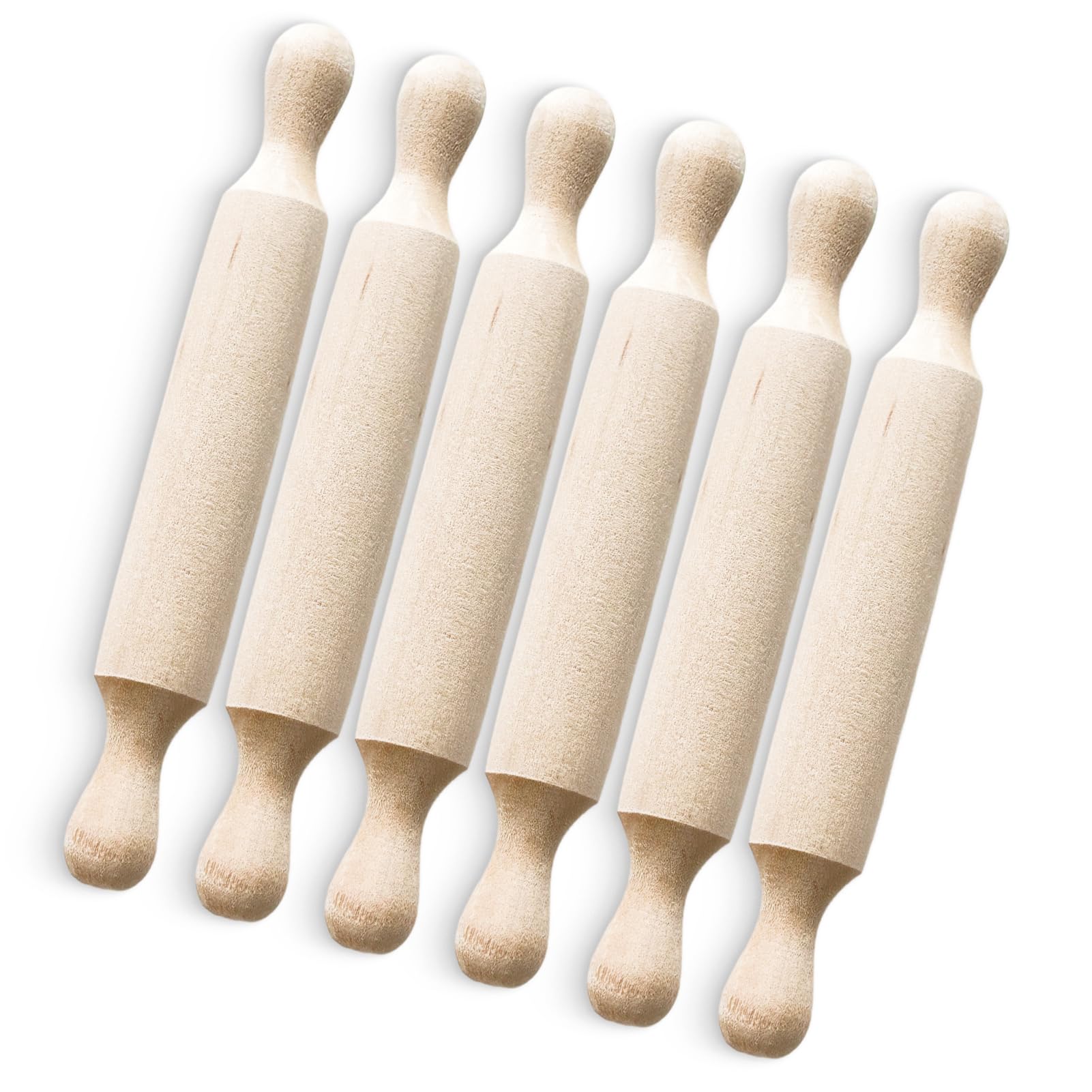 6PCS Mini Rolling Pin, for Kids, Small Dough Rollers with Double-Roller Handles, Child-Friendly Non-Stick Rolling Pin Set for Baking, Playdough, Crafts, Cookies, Easter and Christmas Activities