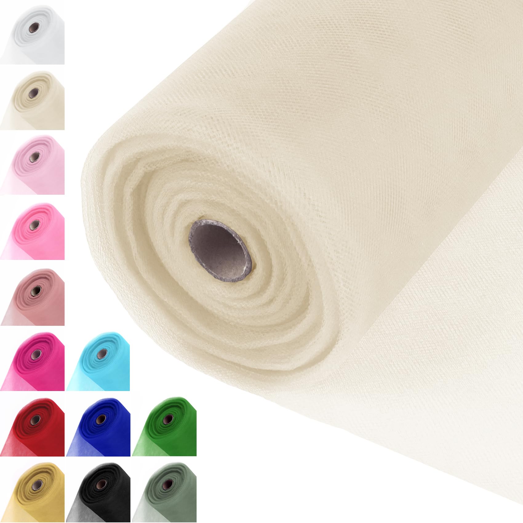 Grainear Ivory Tulle Fabric Roll 54 x 40 Yards