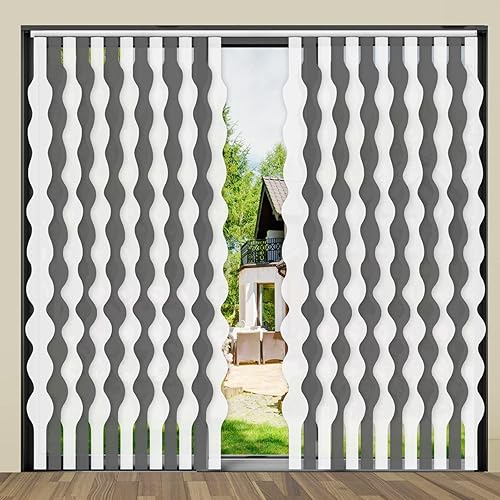 FACIMI Persianas verticales opacas inalámbricas, color gris oscuro de 3.5 pulgadas, pantalla de tela ondulada en S, protección UV, decoración