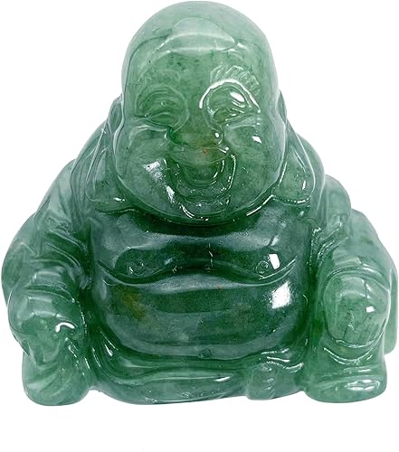 Hslutiee Estatua de Buda Maitreya de piedra de 1.5 pulgadas para riqueza y felicidad, escultura de Buda feliz tallada a mano, decoración del hogar,