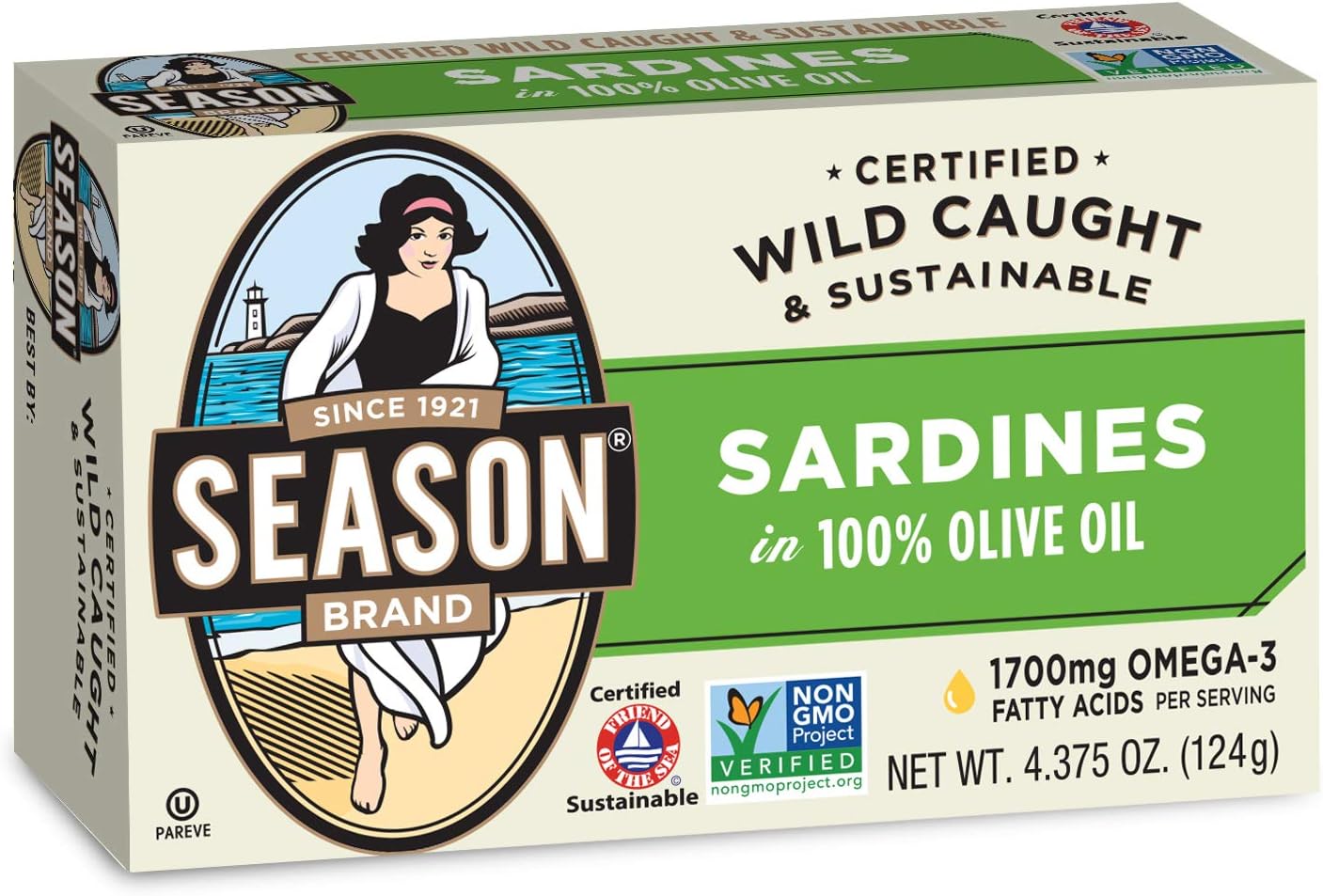 Season Sardines in Pure Olive Oil, 4.375 Ounce Tin