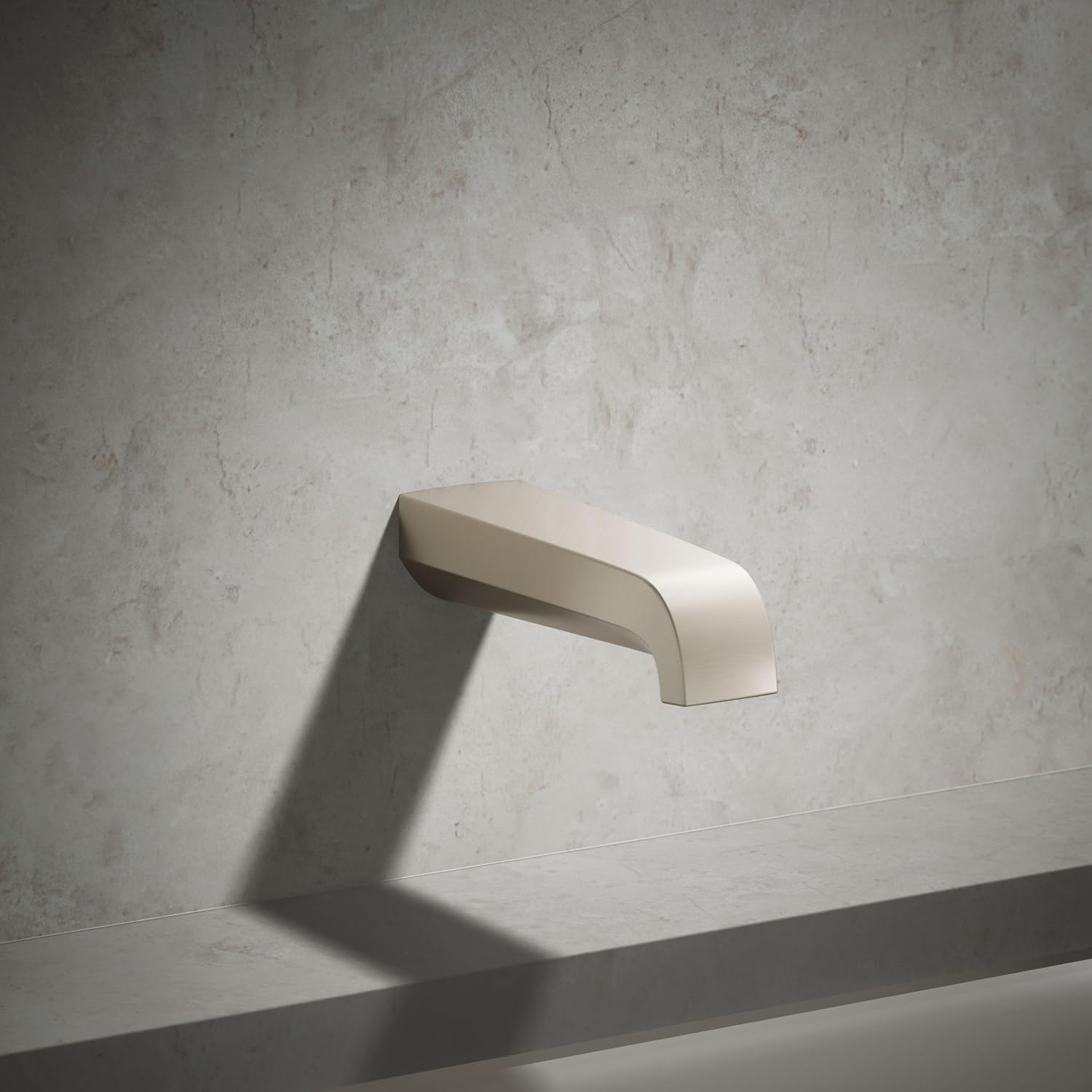 KOHLER K-30105-BN Pitch Wall-Mount Non-Diverter Bath Spout, Sleek Design, Corrosion Resistant, Vibrant Brushed Nickel