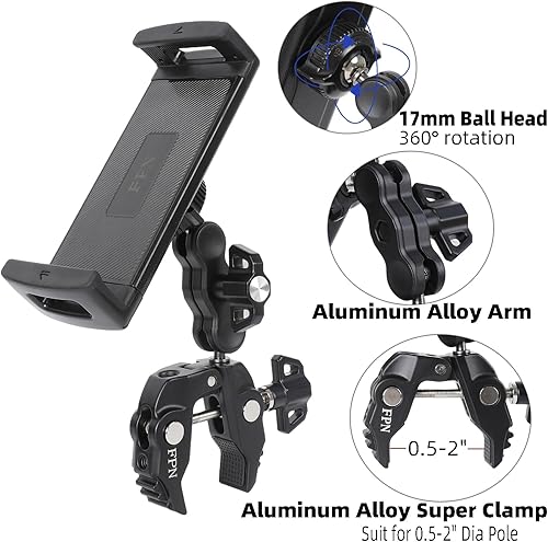 Miniatura 3 de Soporte para tablet para soporte de micrófonocinta de correrbicicleta giratoriacochecitocarrito de golfmanillarbicicleta estacionaria, soporte para