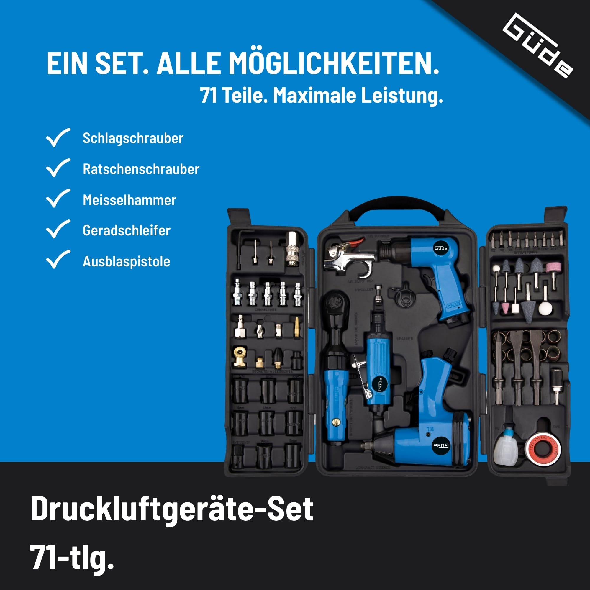 Güde 40401 - Herramientas de aire kit 71 Pcs