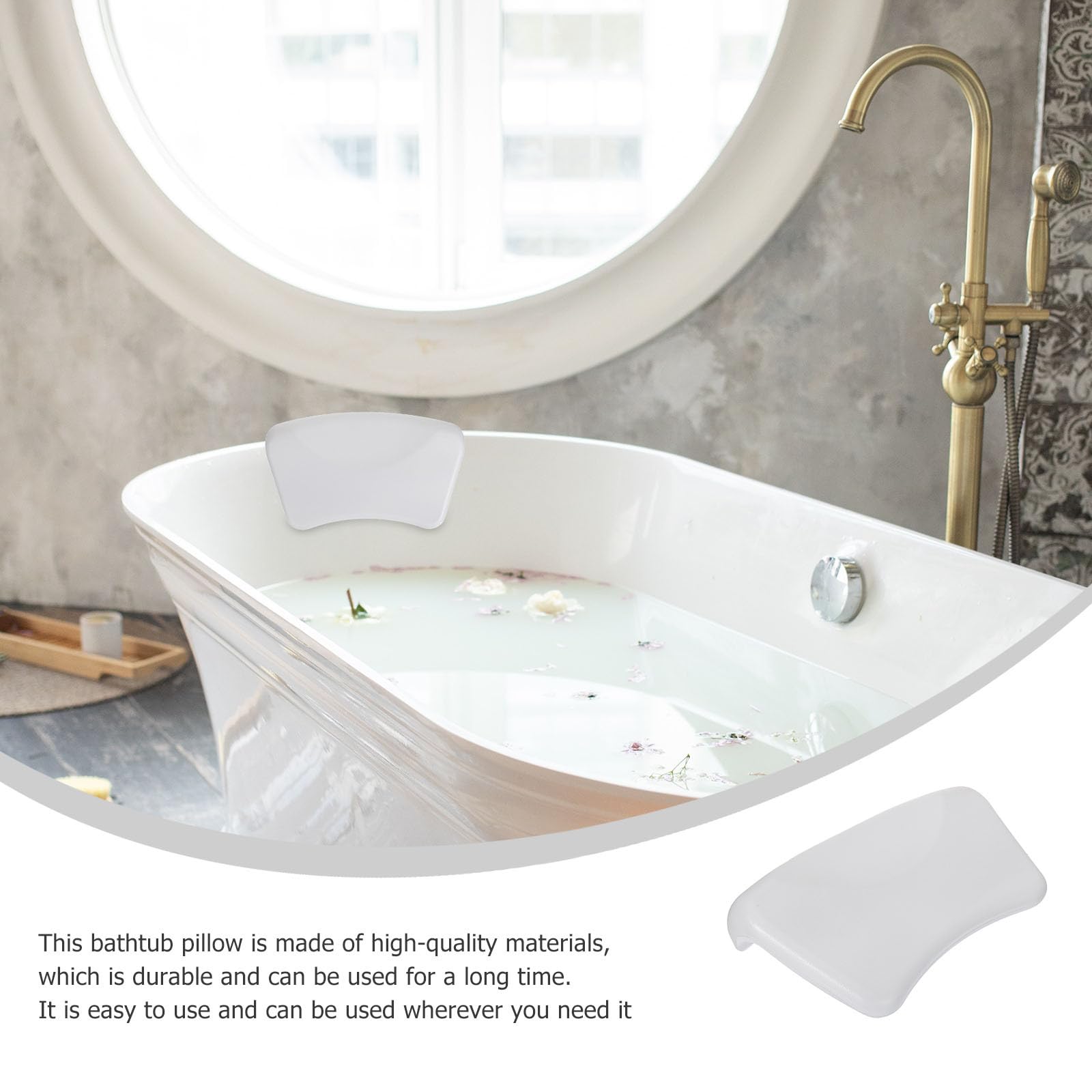 Artibetter Cuscino da Bagno Ventose in Pu Bianco Morbido e Resistente Supporto Ergonomico per Collo e Testa per Saloni di Bellezza e Bagno