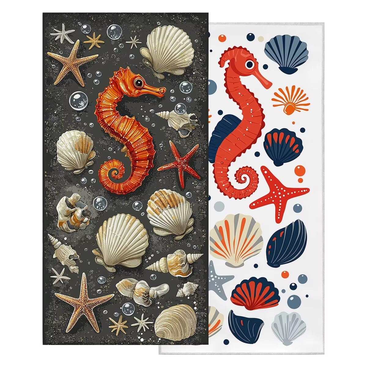Toalla Playa 90x180 cm, Toalla Gimnasio Microfibra Secado Rapido, Juego de 2 Antiarena Toallas de Playa, Ligera Compacta Toallas Microfibra Grande para Viaje, Regalo Mujer Hombre (Caballito Mar) -4927