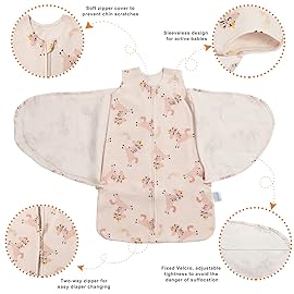Ftikvo Swaddle-Blanket Baby Girl & Boy Swaddles Newborn Infant Transition 100% Cotton Wrap Blankets, 3-Way Adjustable Wearable Blanket, TOG 1.0 (Happy Unicorn, 3-6 Month)