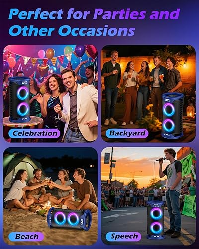 Miniatura 8 de Altavoz Bluetooth portátil, pico de 260 W, potente sonido fuerte con graves profundos, altavoz grande para exteriores inalámbrico, 15 horas de