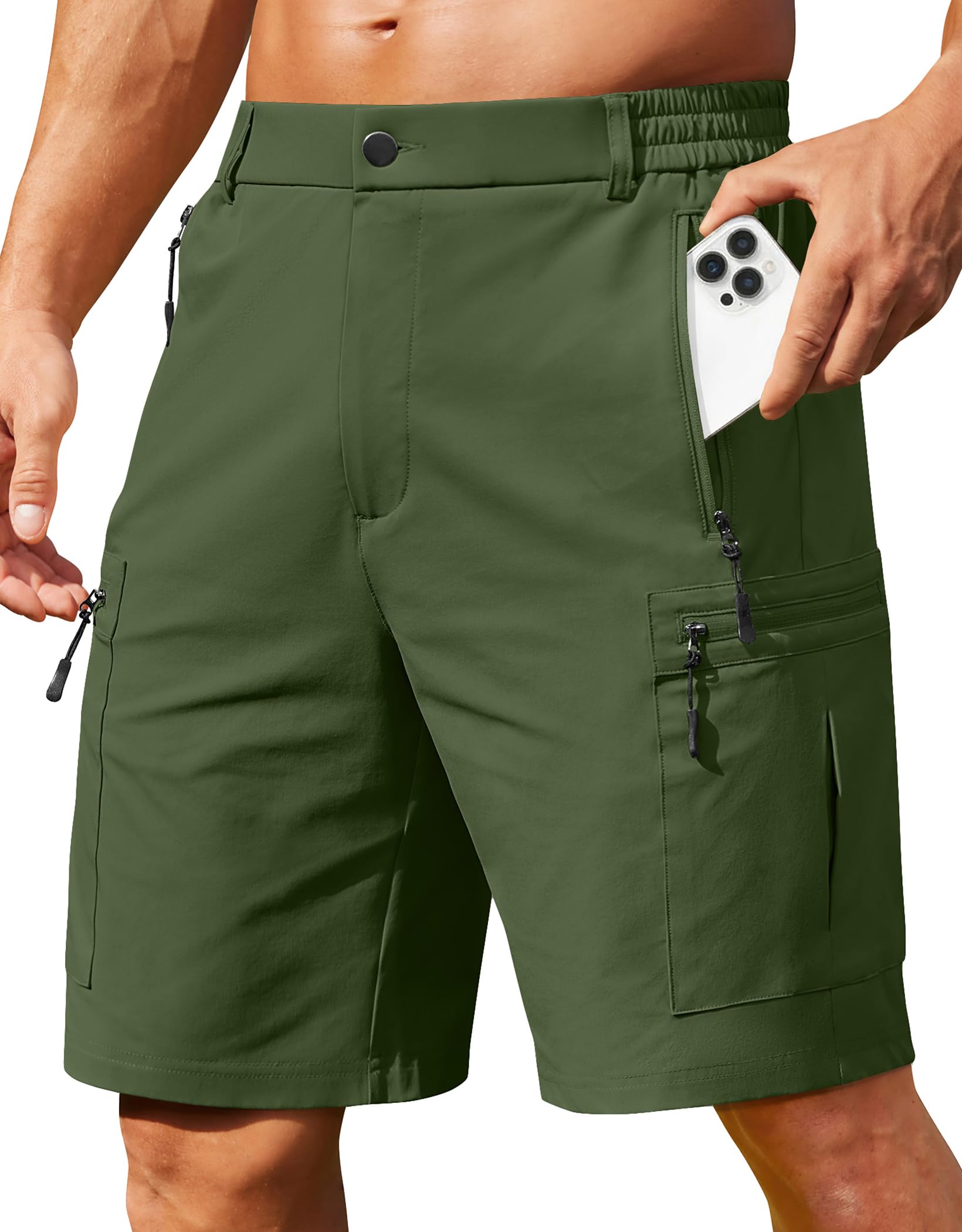 COOFANDY Men's Hiking 9" Cargo Shorts Lightweight Outdoor Shorts Quick Dry Golf Camping Casual Fishing with 5 Zipper Pockets — view 9