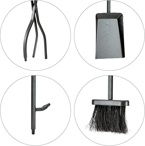 Miniatura 8 de Uniflame, F-1183 Olde World - Juego de 5 herramientas para chimenea con acabado de hierro con asas de bucle