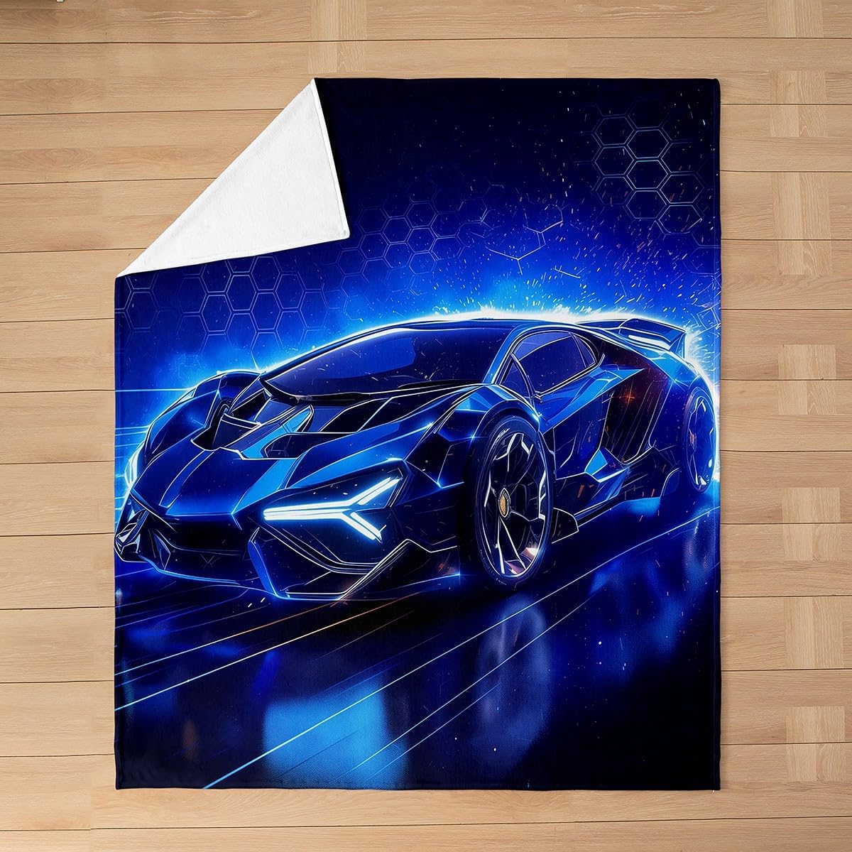 Feelyou Kids Race Car Flannel Fleece Throw Blanket Throw 50"x60" Blue Luxury Speed Car Fuzzy Blanket for Sofa Couch Extreme Sports All Season Bed Blanket Plush Blanket
