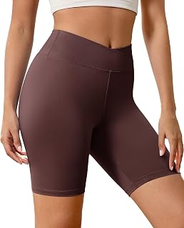 Creamlush Crossover - Pantalones cortos de ciclismo para mujer, 20 cm, cintura alta, cómodos y elásticos