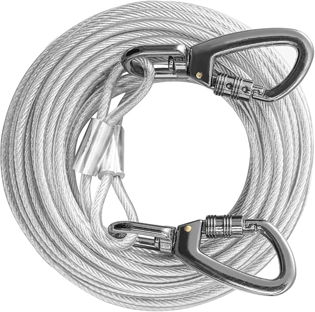 Dog Tie Out Cable 30FT,Dog Runner Lead for Yard with Heavy Duty Safety Buckle,Dog Zipline for Backyard,Tether for Small Large Dogs Up to 250LBS, Chain Leash for Outside,Camping,Outdoor
