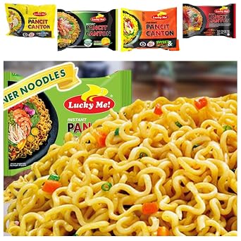 Lucky Me Pancit Canton Variety Bundle- 2 Original Flavor, 2 Chili Mansi, 2 Kalamansi, 2 Sweet and Spicy, and 2 Extra Hot Chili- Total of 10 Packs