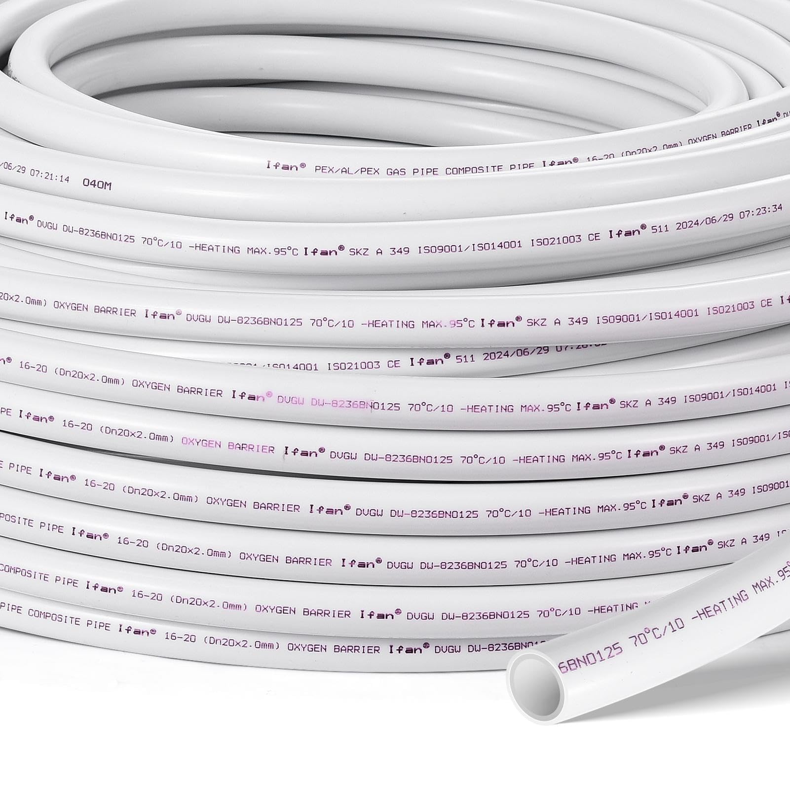 Manguera de calor radiante de suelo, tubo compuesto de aluminio | Tubo de agua fría multicapa | Capa interior de aluminio, manguera de alcantarillado con cremallera de 0,08 pulgadas de grosor para