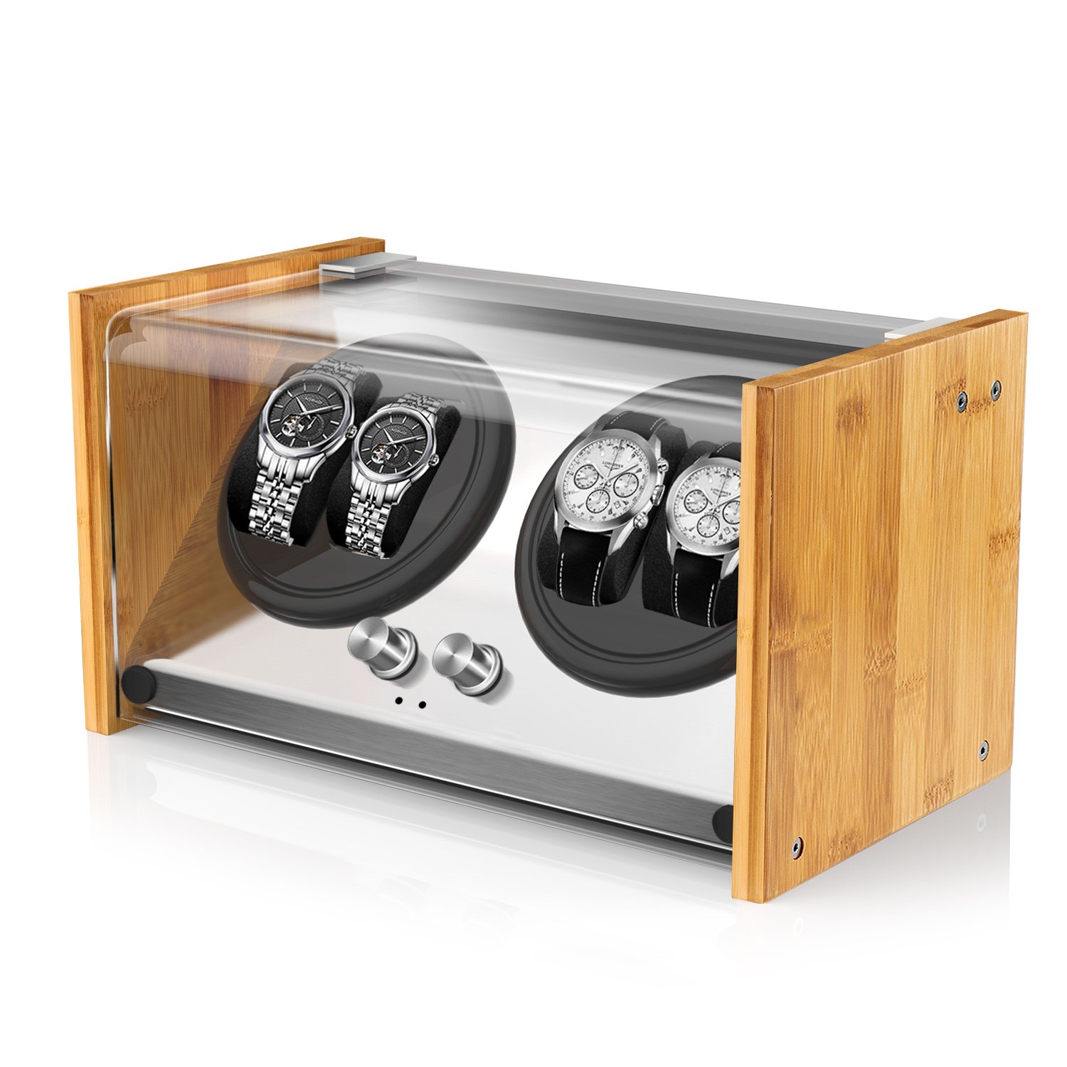 Watch Winder Smith Real Bamboo 4 Watch Winders for Automatic Watches Precision Engineered Quiet 4 Modes Rotation and
