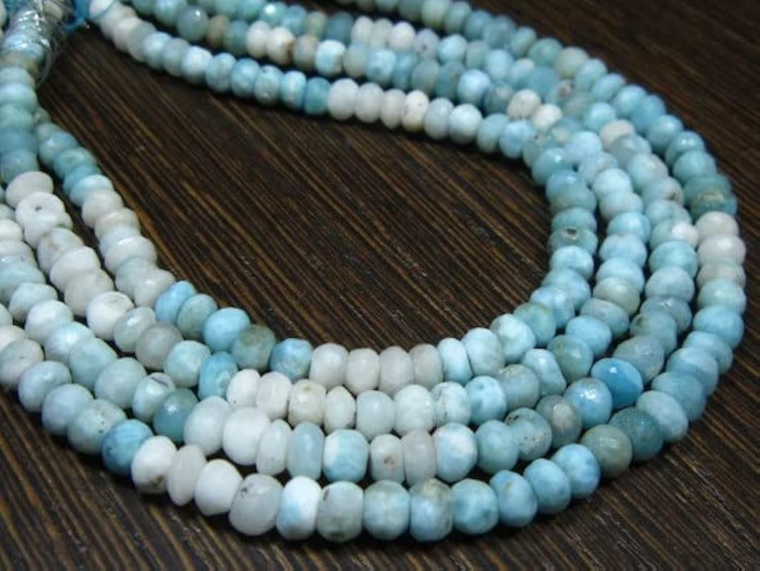 Larimar Faceted Shaded Rondelles 5mm, perles fines de prestige pour haute joaillerie