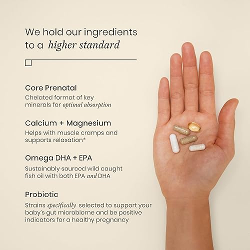 Miniatura 5 de Perelel Paquete prenatal del tercer trimestre  Vitaminas diarias para el embarazo  Probióticos, vitaminas prenatales + suplementos de Omega 3 DHA