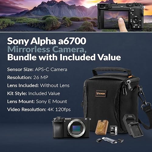 Miniatura 5 de Sony Alpha a6700 - Cuerpo de cámara sin espejo en paquete con bolsa para hombro, tarjeta SD de 128 GB, lector de tarjetas, batería extra, cargador