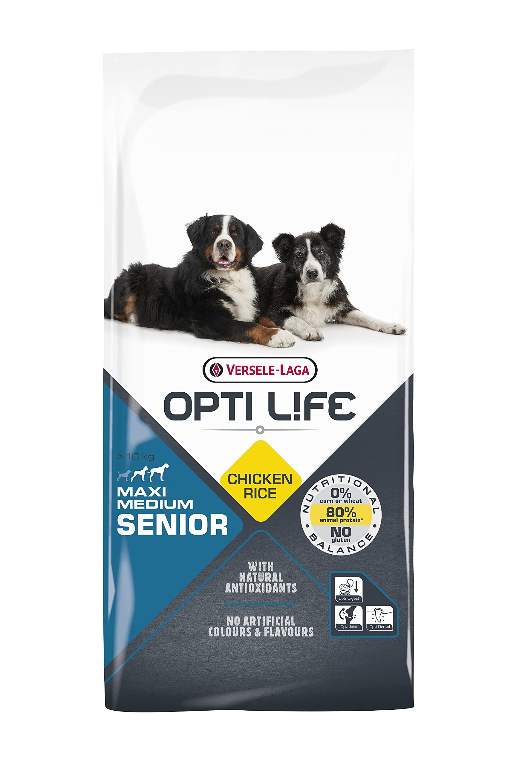 VERSELE-LAGA - OPTI Life Senior Medium & Maxi - Pienso para Perros - Razas Medianas y Grandes - 12,5kg
