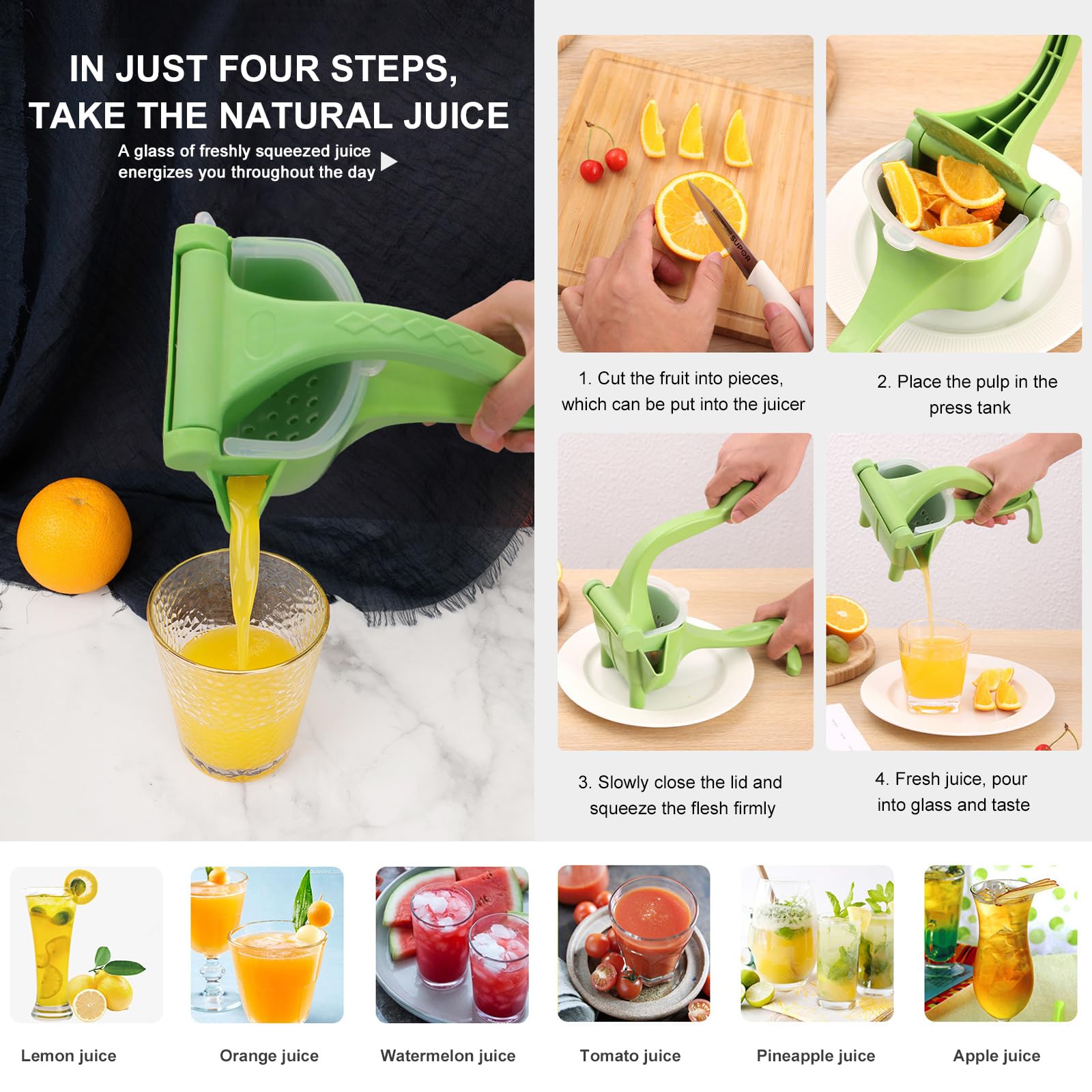 Presse-Agrumes Manuel En Acier Inoxydable - Extracteur De Jus Pour Orange, Citron, Pamplemousse...