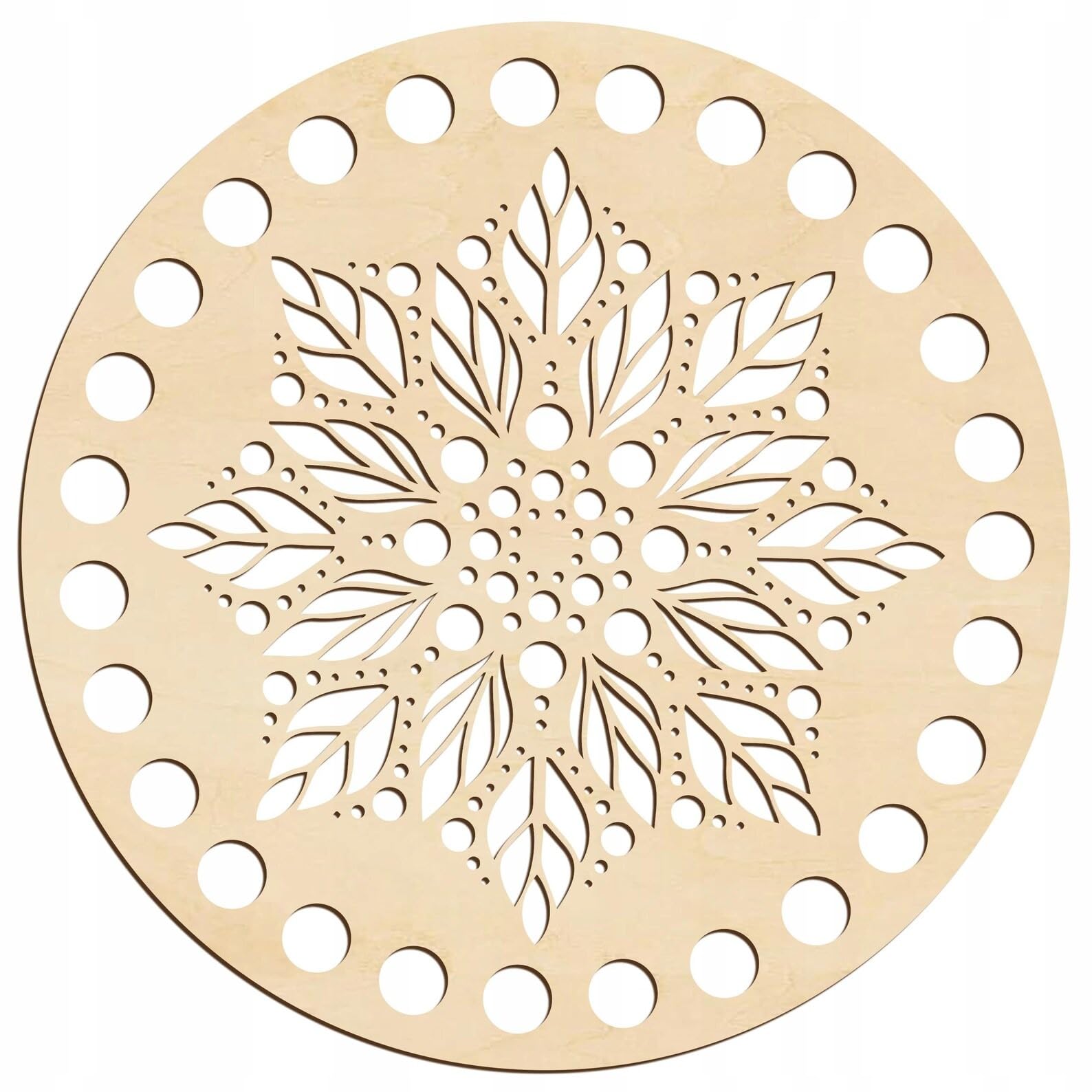 Wooden Crochet Base Round Floral Leaf Design | Pine MDF Size: 8IN Cutout 2.7 mm Thickness | DIY Craft Board for Knitting, Basket, Macrame, Embroidery & Home Décor Projects Set of 2-picture-18