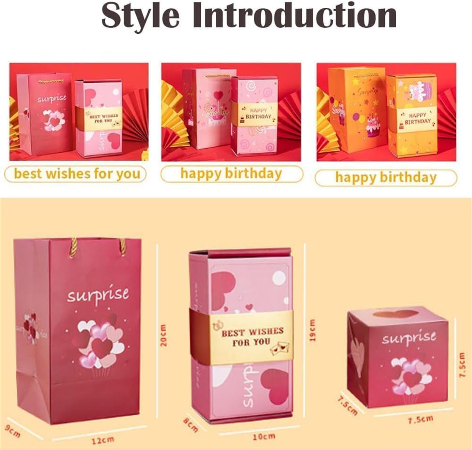 Caja de regalo sorpresa, crea el regalo más sorprendente, caja de regalo plegable con sobre rojo, caja de regalo plegable para cumpleaños, Navidad (feliz cumpleaños #2, 20 rebotes)