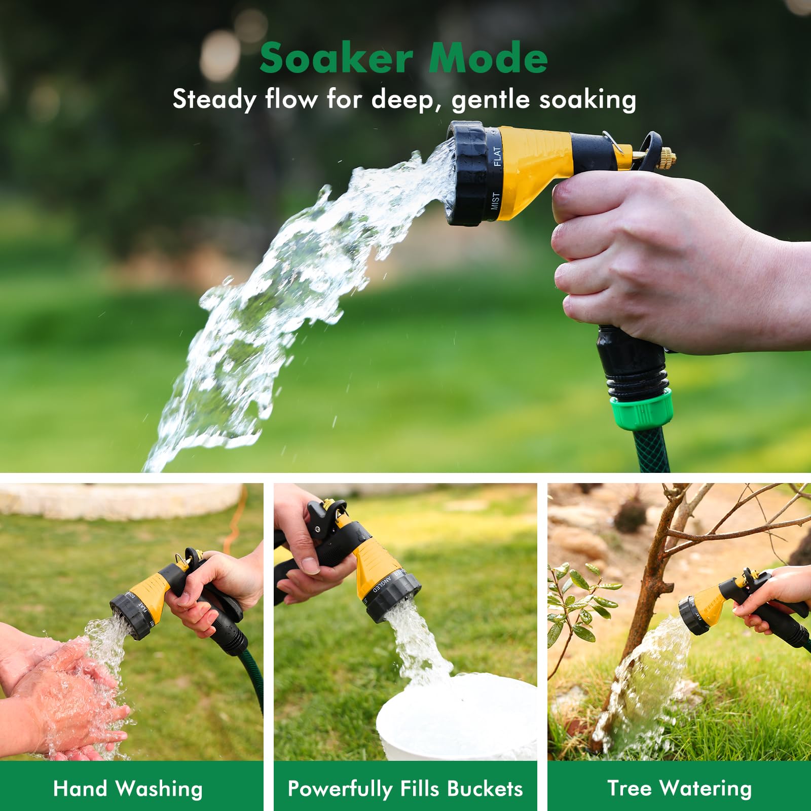 RESTMO Hose Pipe Spray Gun, Heavy Duty Metal Garden Hose Spray Gun, Black + Yellow, 6 x 11 x 5 cm - Image 6