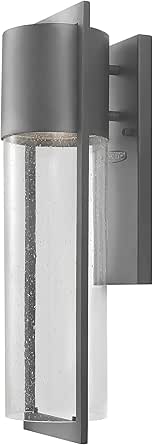 Hinkley Shelter Medium Outdoor Wall Mount Lantern, Minimalist Style, Dark Sky-Compliant, Solid Aluminum/Clear Seedy Glass, Hematite