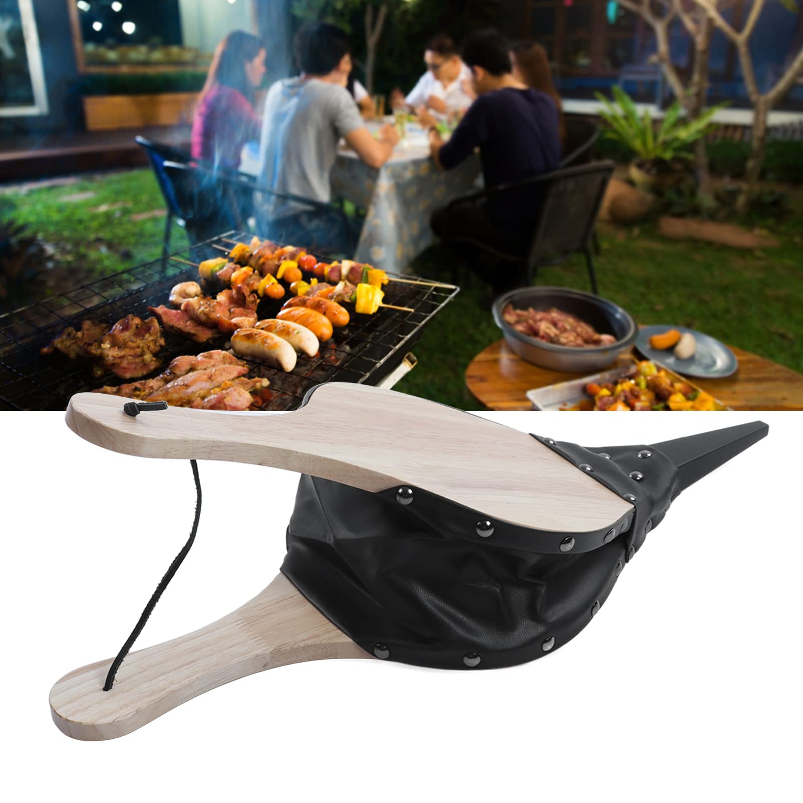 Soffietto per Camino da Interno, Soffiatore per Fuoco a Legna di Grandi Dimensioni 19,09 x 7,87 Pollici con Cinghia per Appendere, Soffietto a Mano per Barbecue, Falò, Camino