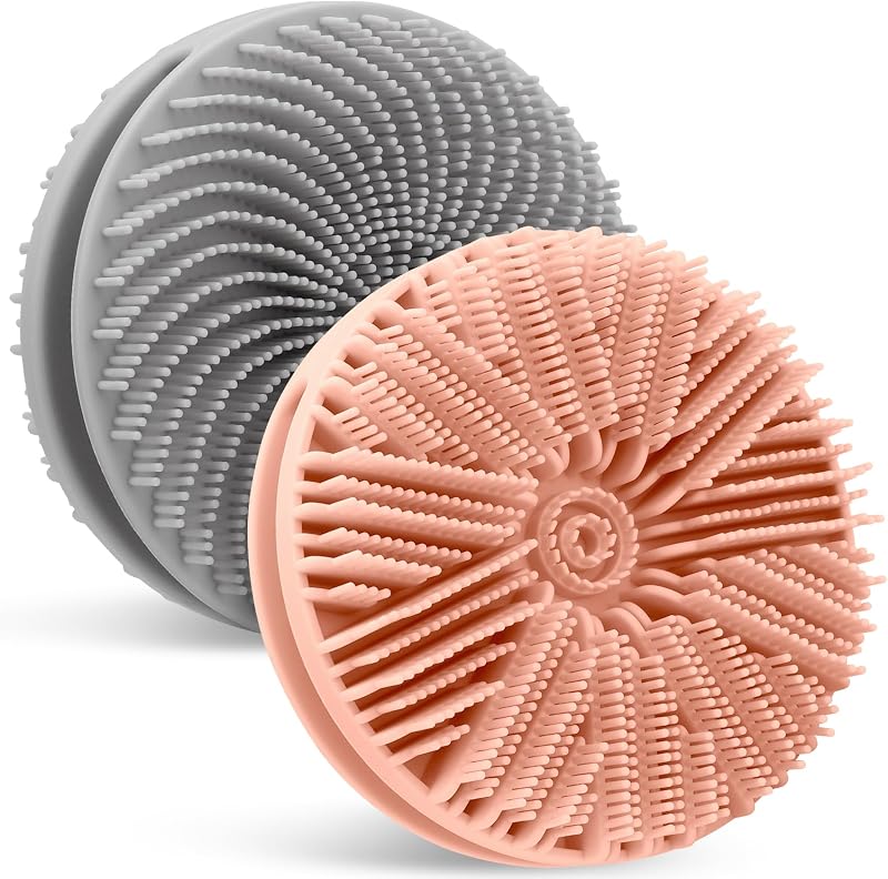 Escovas de banho corporais de silicone VToALARD, dupla face, rosa e cinza, pacote com 2