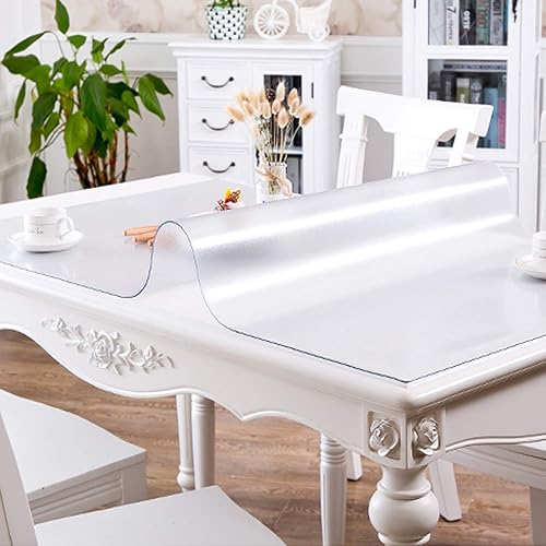 Protector de mesa transparente rectangular mate de 0.059 pulgadas, protector de mesa de PVC, impermeable, para mesa de comedor, mesa de comedor,