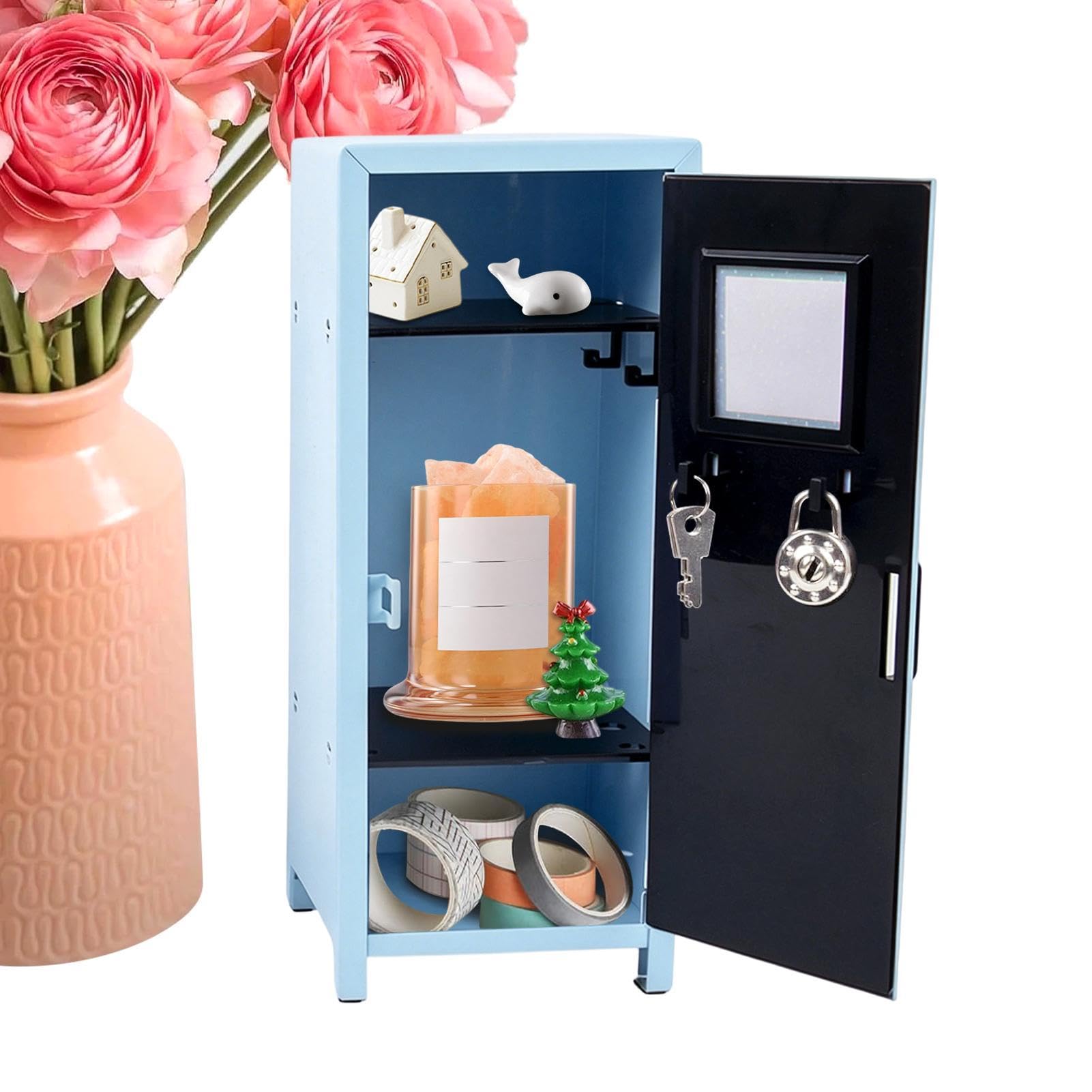 Mini-Spind, kratzfeste, winzige Metall-Organizer-Box für Schule, Zuhause, Büro, Schreibtisch, Kinderzimmer, Wohnheim, Damen, Herren und Kinder