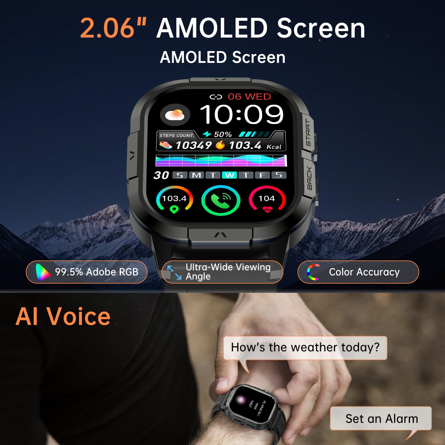 Smart Watch for Men Fitness Tracker: Military Waterproof Make Answer Call Digital Mens Watches Running Step Pedometer Smartwatch Android Phone iPhone Samsung Compatible Sleep SpO2 Heart Rate Monitor