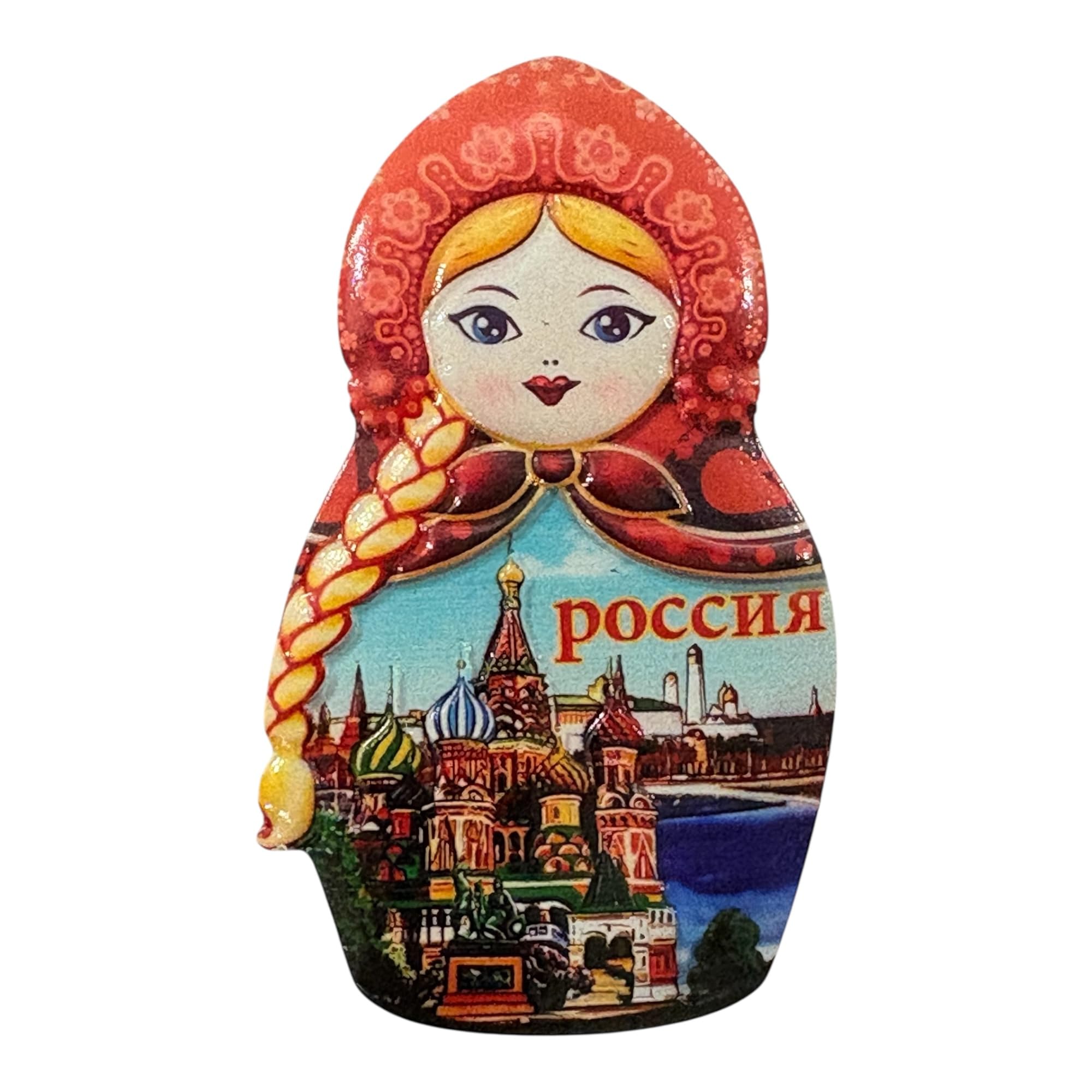 Moira Russian Matryoshka Doll Fridge Magnet, 3D Resin with Russia Landmarks Design, 8 cm Length, Multicolor, Gift Travel Souvenir-image-38