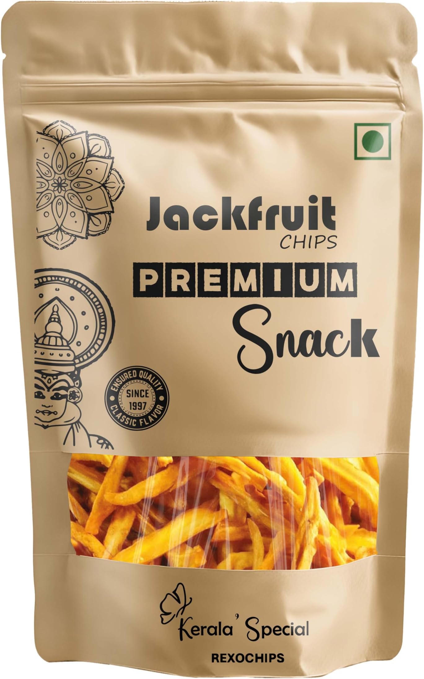 Rexochips - Premium Kerala Jackfruit Chips|| Chakka Upperi| Classic Taste |Gluten Free| No Added Sugar |Vegetarian| non GMO |Best Teatime Snacks| High In Fiber |Calcium Rich - 200 gm